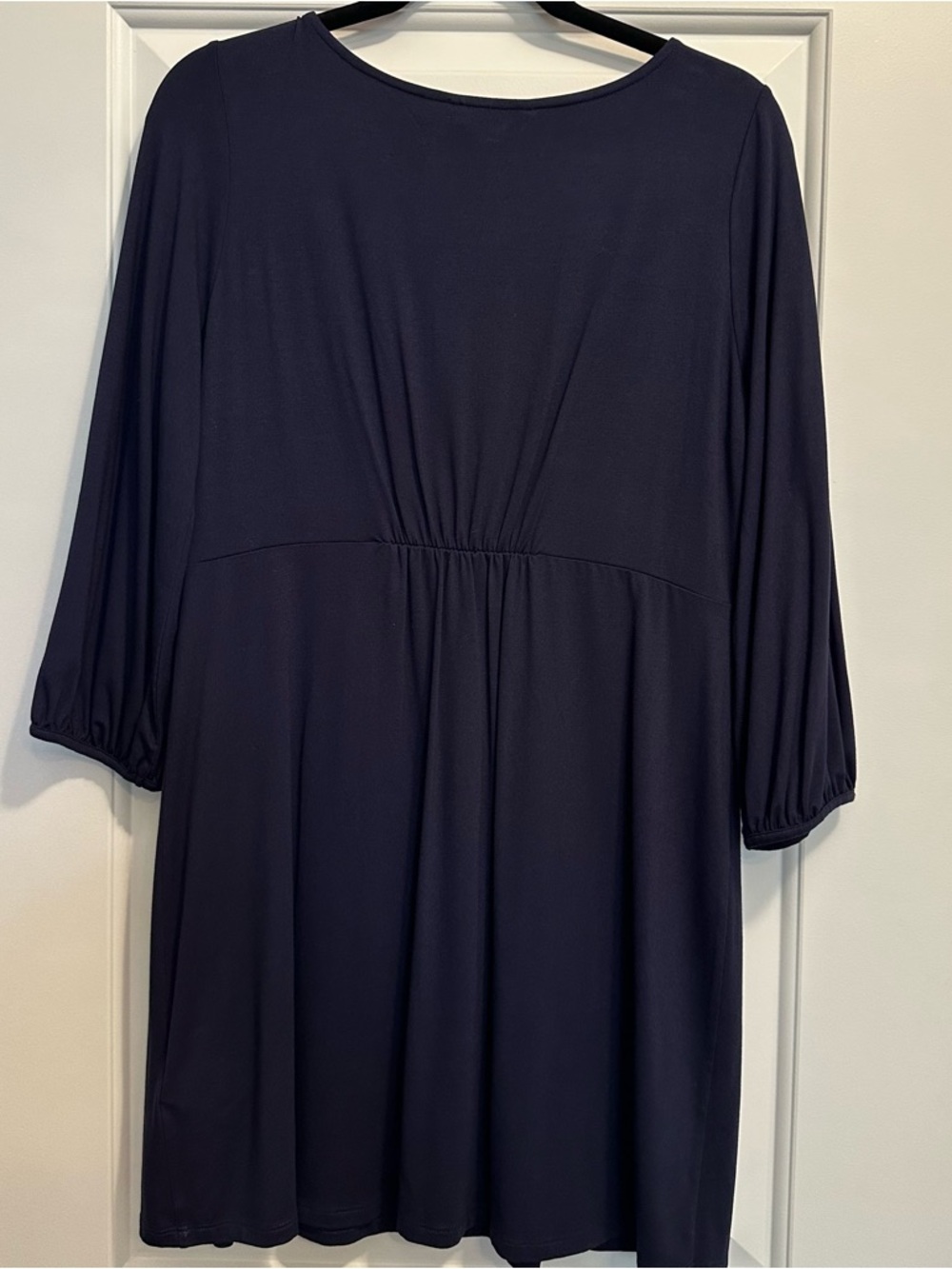 Boden Navy Long Sleeve Dress with Red Neckline Trim - Picture 3 of 7